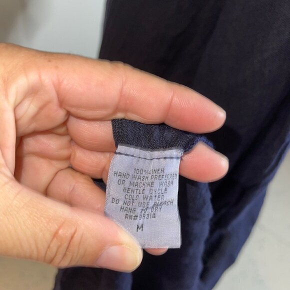 Luna Luz Maxi Dress Size Medium Blue Crossover Asymmetric Hem Lagenlook Linen - Picture 5 of 15